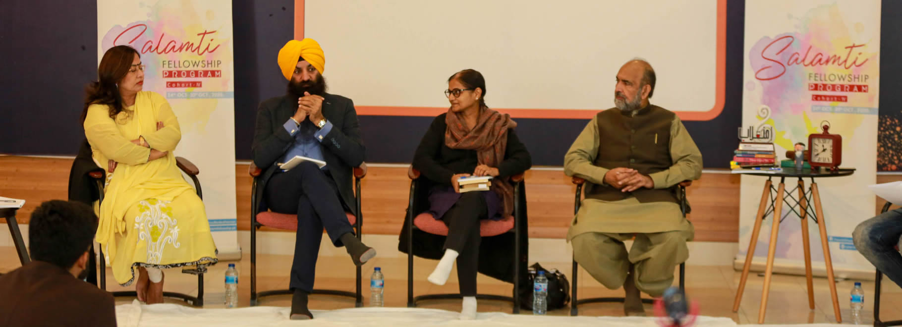 Left to Right: Kalpana Devi (Additional Advocate General Sindh High Court), Ramesh Singh Arora (Member of Provincial Assembly Punjab), Jennifer Jag Jevan (Former Executive Director Christian Study), Dr. Qibla Ayaz (Chairman, The Council of Islamic Ideology)