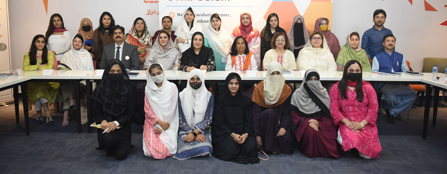 At the National Incubation Center, Peshawar with the entrepreneurial ecosystem stakeholders where Seed Grant Winners from Women University Swabi presented ideas & received appreciation.